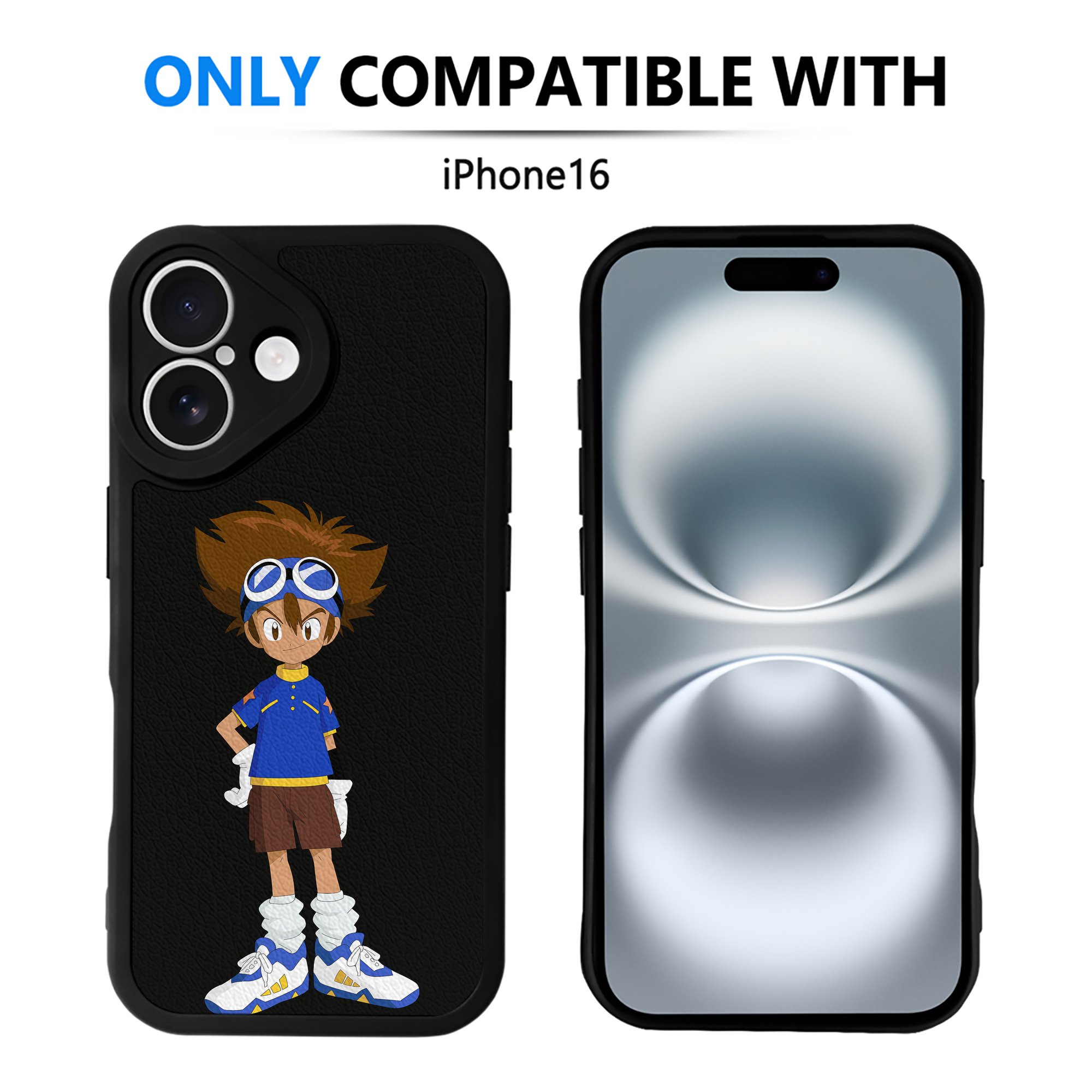 （画像用） Digimon デジタルモンスター/デジモン 【iPhone 16シリーズ対応】シリコンスマホケース（レザー調） 材質：シリコン